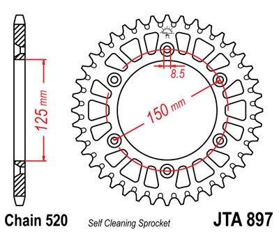 Corona JT 897 de aluminio con 38 dientes