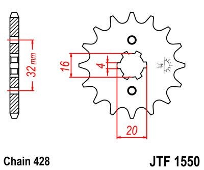 Piñon JT 1550 de acero con 14 dientes