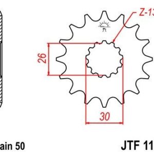 Piñon JT 1180 de acero con 19 dientes