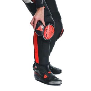 Pantalón de Cuero Dainese SUPER SPEED PERF BLACK/WHITE/RED-FLUO
