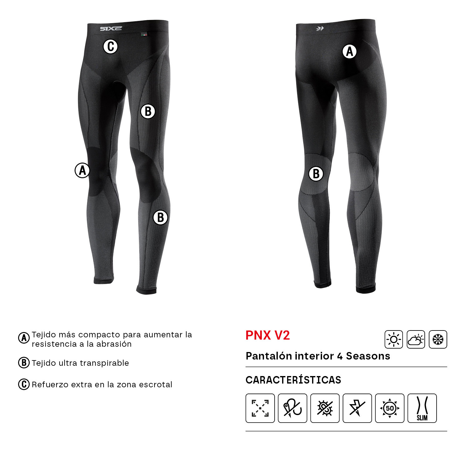 PANTALON INTERIOR SIXS 4 SEASONS PNX V2 CARBONO NEGRO