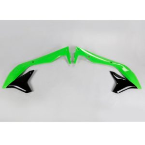 Plásticos laterales de radiador UFO Kawasaki verde / negro KA04736-999