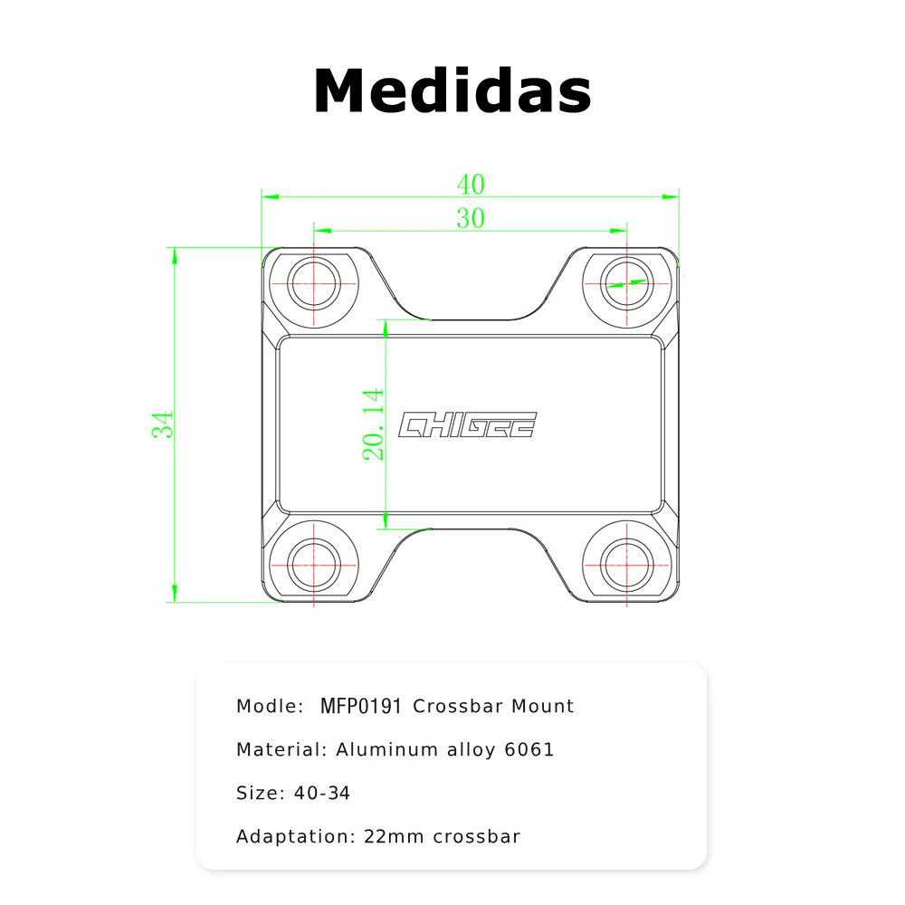 SOPORTE CHIGEE PARA BARRA TRANSVERSAL 22MM