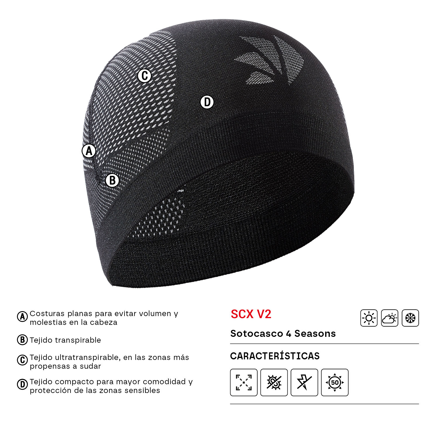 SOTOCASCO SIXS 4 SEASONS SCX V2 CARBONO NEGRO