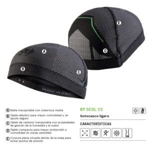 SOTOCASCO SIXS LIGHT BT SCXL V2 CARBONO NEGRO