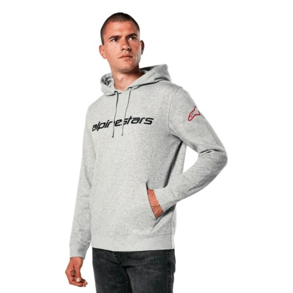 Sudadera Alpinestars LINEAR WORDMARK V3 GREY HEATHR RED BLACK