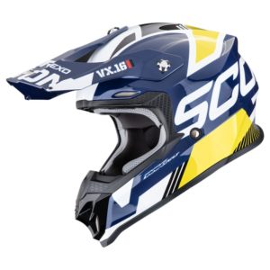 Casco Scorpion VX-16 EVO AIR ANALOG White-Blue-Yellow