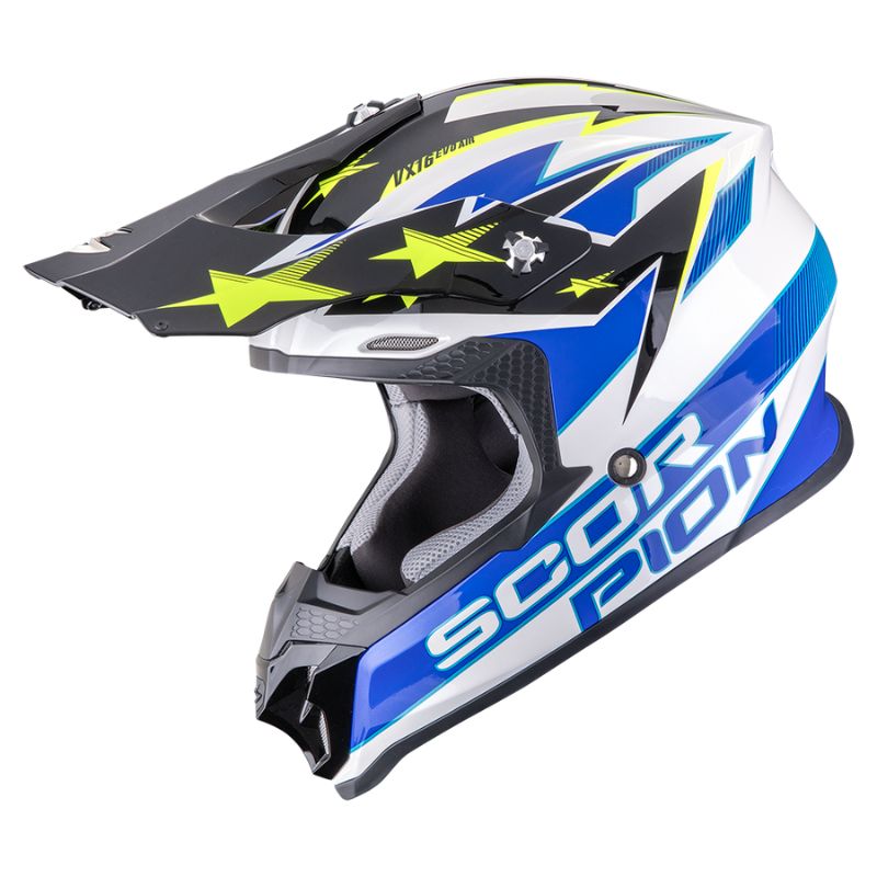 Casco Scorpion VX-16 EVO AIR PATRIOT White-Blue-Yellow