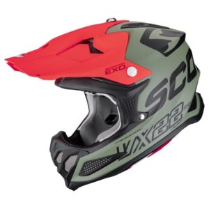 Casco Scorpion VX-22 AIR UPDOWN Matt Green-Black-Red
